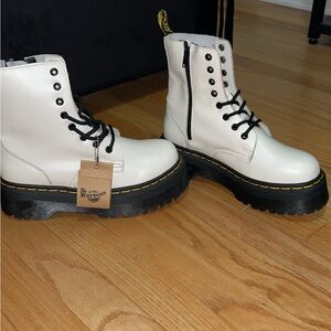 Dr. Martens White Combat Boots with Black Soles